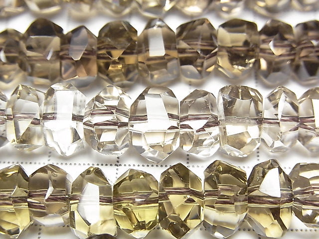 [Video]High Quality! Smoky Quartz AAA Faceted Nugget [Medium color] half or 1strand beads (aprx.15inch/38cm)