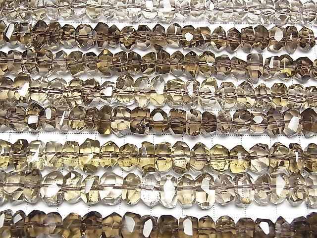 [Video]High Quality! Smoky Quartz AAA Faceted Nugget [Medium color] half or 1strand beads (aprx.15inch/38cm)