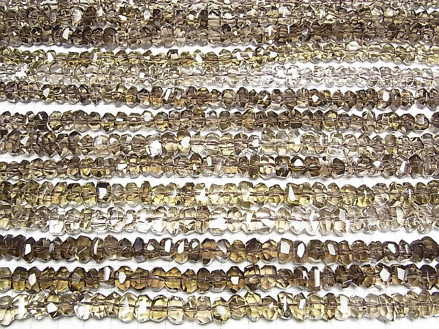 [Video]High Quality! Smoky Quartz AAA Faceted Nugget [Medium color] half or 1strand beads (aprx.15inch/38cm)