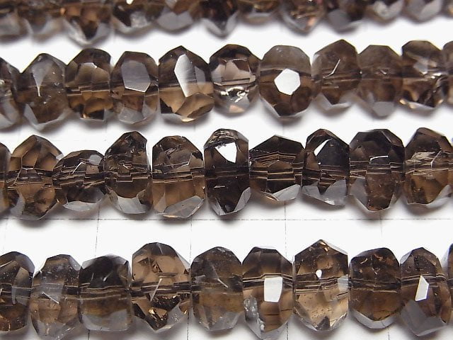 [Video]High Quality! Smoky Quartz AAA Faceted Nugget half or 1strand beads (aprx.15inch/38cm)