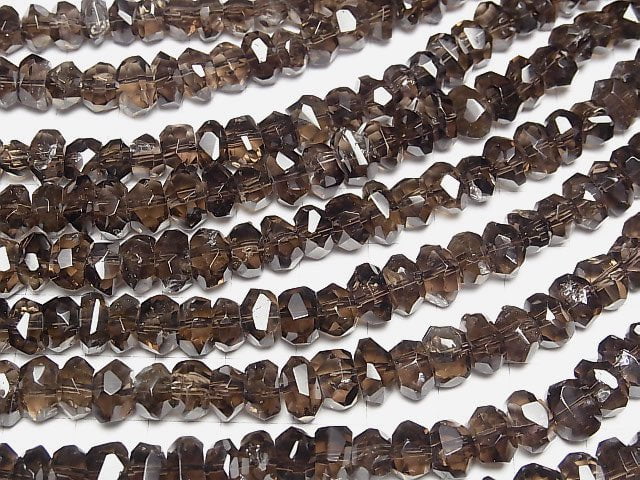 [Video]High Quality! Smoky Quartz AAA Faceted Nugget half or 1strand beads (aprx.15inch/38cm)