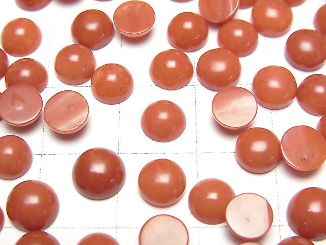 [Video]Red Coral (Dyed) Round Cabochon 6x6mm 10pcs