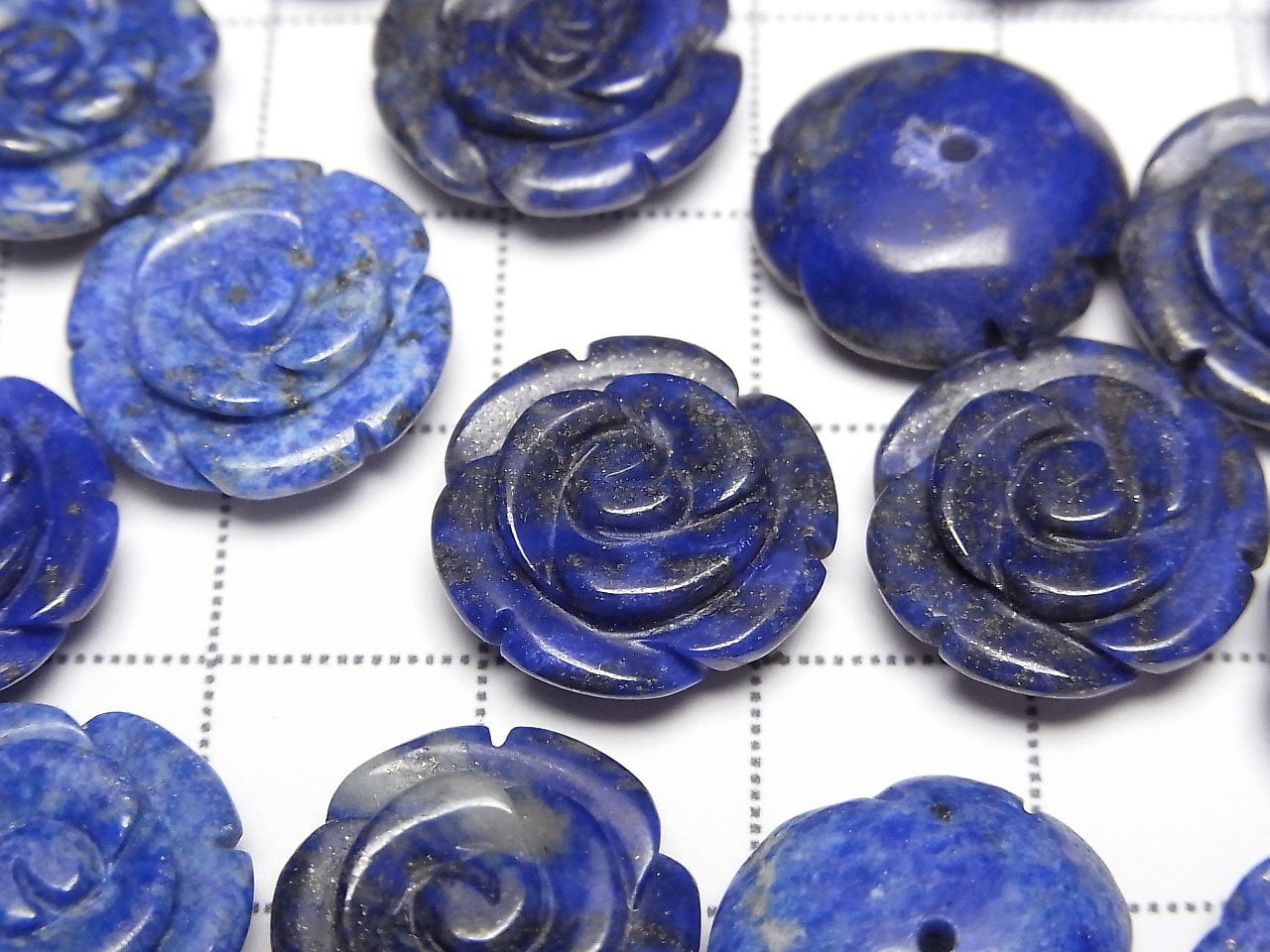 Lapis-lazuli AA Rose 15mm [Trou semi-percé] 2 pièces