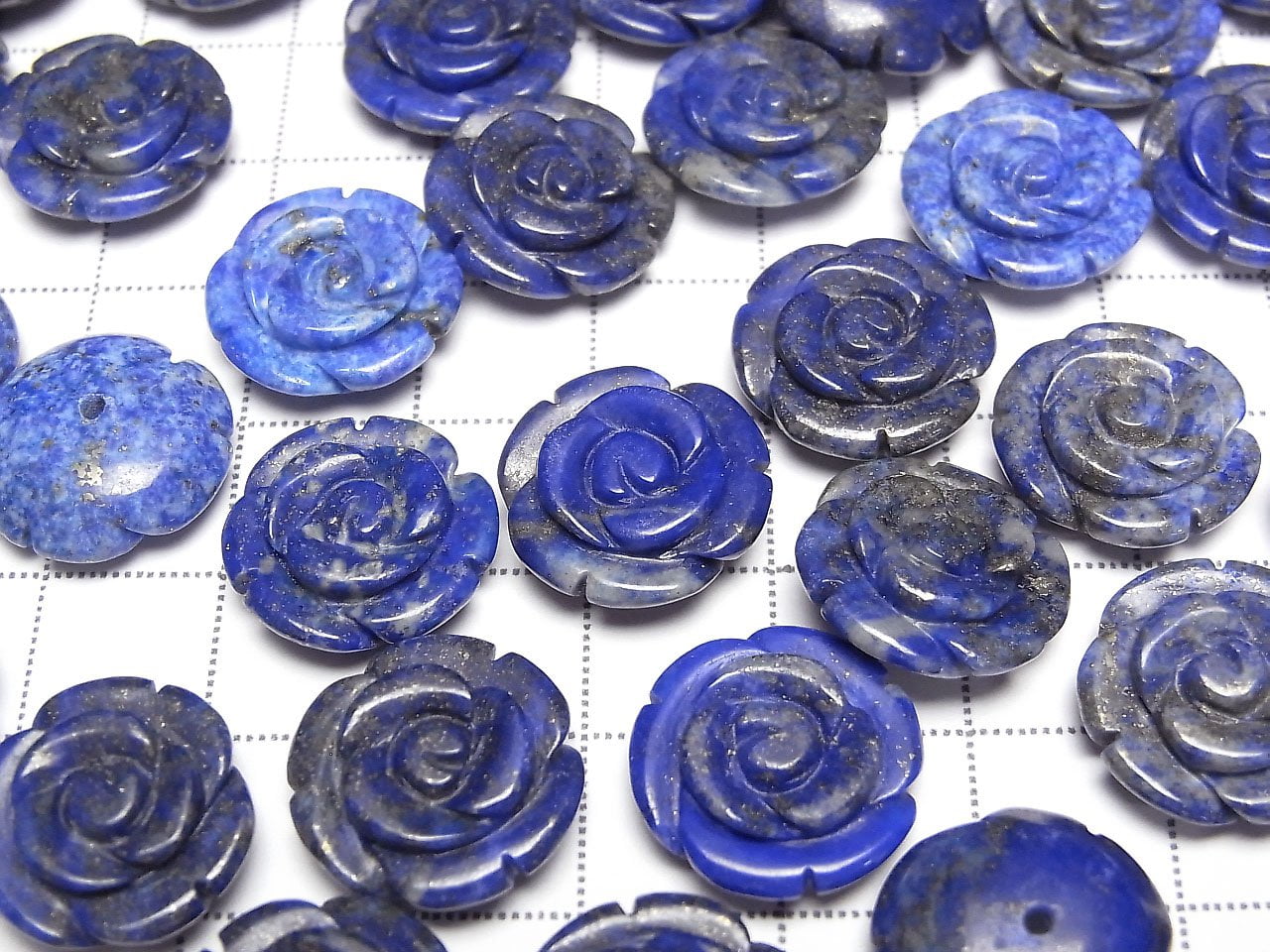 Lapis-lazuli AA Rose 15mm [Trou semi-percé] 2 pièces