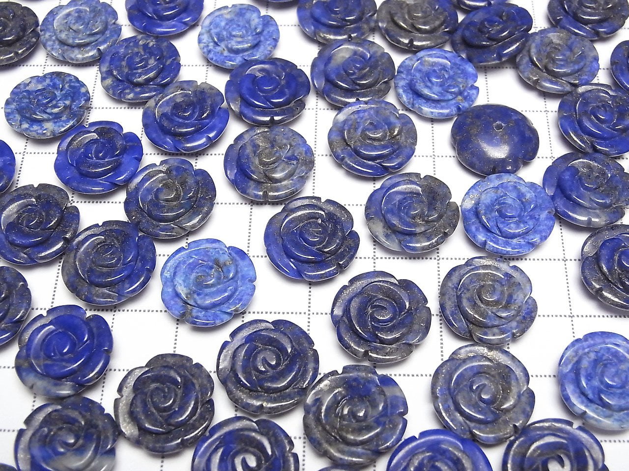 Lapis-lazuli AA Rose 15mm [Trou semi-percé] 2 pièces