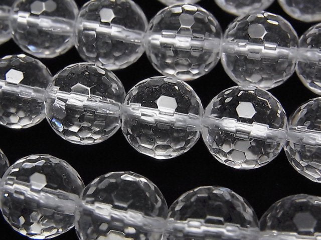 Crystal Quartz, Faceted Round Gemstone Beads