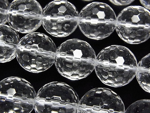 Crystal Quartz, Faceted Round Gemstone Beads