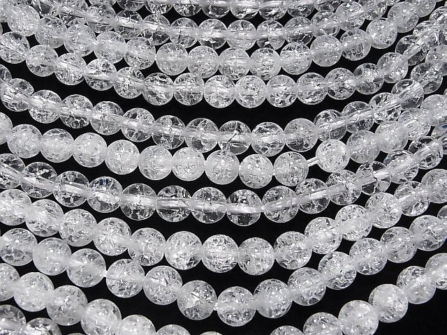Cracked Crystal Round 10mm [2mm hole] half or 1strand beads (aprx.15inch/37cm)
