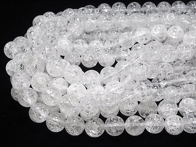 Cracked Crystal Round 14mm [2mm hole] half or 1strand beads (aprx.15inch/38cm)