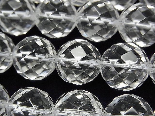 Crystal Quartz, Faceted Round Gemstone Beads