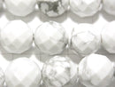 Howlite Magnesite 64 Faceted Round 12 mm [2 mm hole] half or 1 strand beads (aprx.15 inch / 38 cm)