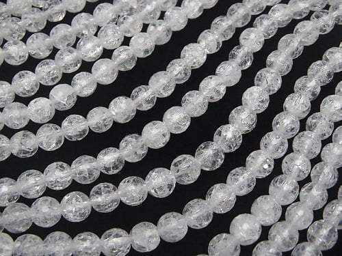 [Video] Cracked Crystal 128Faceted Round 6mm 1strand beads (aprx.15inch / 38cm)