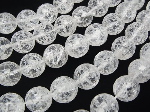 Cracked Crystal  128Faceted Round 12mm half or 1strand beads (aprx.15inch/36cm)