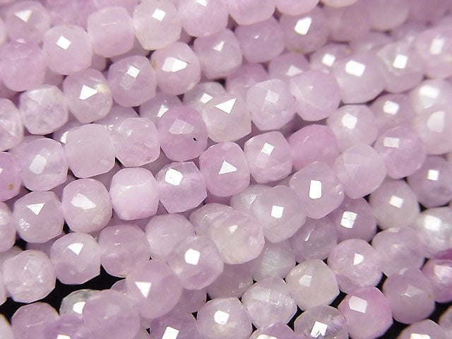 [Video]High Quality! Kunzite AA++ Cube Shape 4x4x4mm half or 1strand beads (aprx.15inch/37cm)