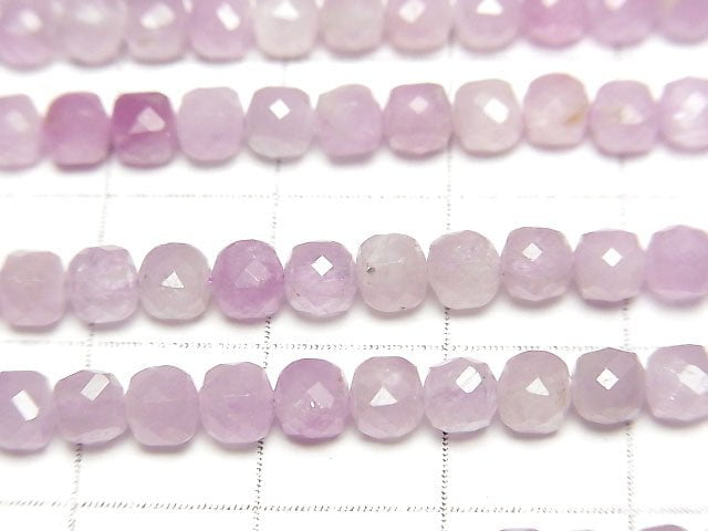 [Video]High Quality! Kunzite AA++ Cube Shape 4x4x4mm half or 1strand beads (aprx.15inch/37cm)