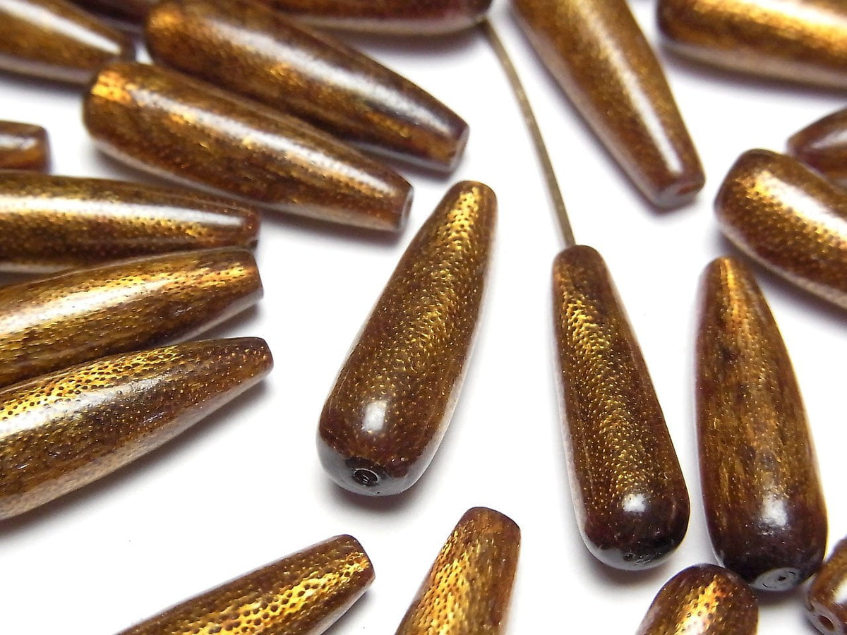 Goldkoralle Halb Durchbohrtes Loch Tropfen (Glatt) 20x6mm 2 Stück