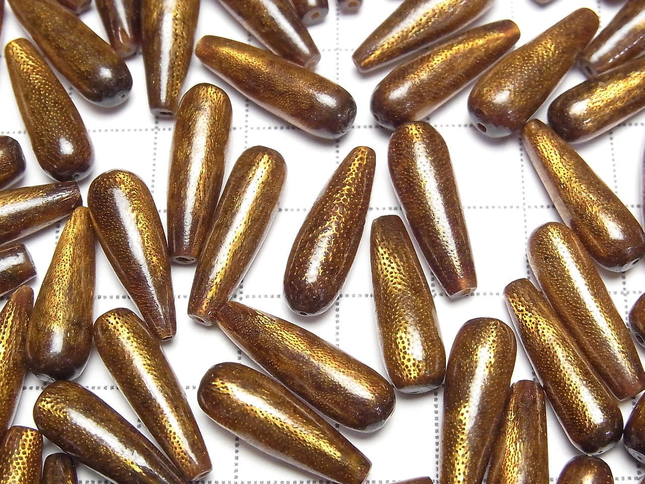 Goldkoralle Halb Durchbohrtes Loch Tropfen (Glatt) 20x6mm 2 Stück
