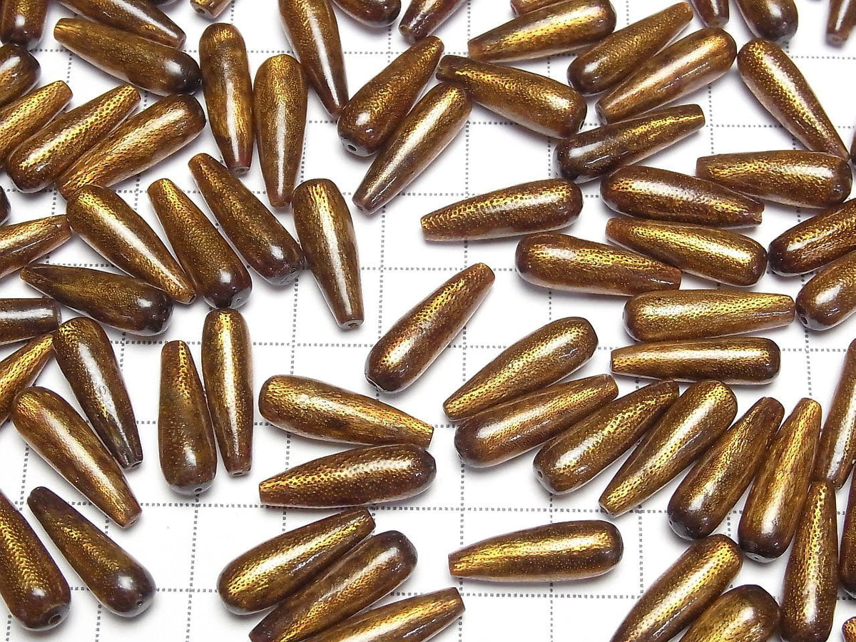 Goldkoralle Halb Durchbohrtes Loch Tropfen (Glatt) 20x6mm 2 Stück