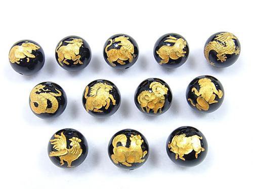 Carving, Onyx, Round Gemstone Beads