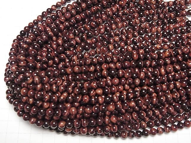 [Video] Red Tiger's Eye AAA Round 6mm 1strand beads (aprx.15inch/38cm)