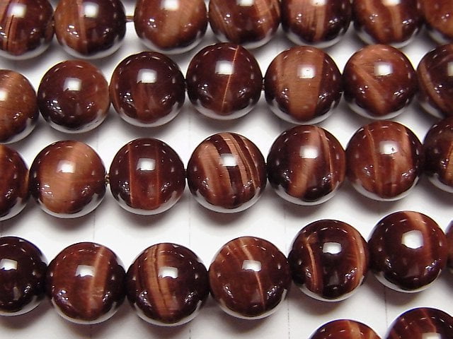 [Video] Red Tiger's Eye AAA Round 8mm half or 1strand beads (aprx.15inch/37cm)