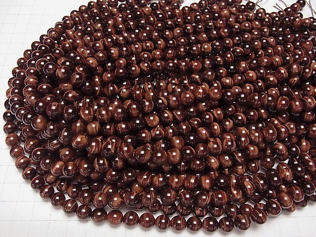 [Video] Red Tiger's Eye AAA Round 8mm half or 1strand beads (aprx.15inch/37cm)