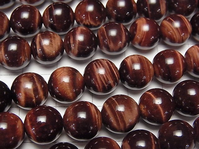 [Video] Top Quality Red Tiger's Eye AAA Round 10mm half or 1strand beads (aprx.15inch/36cm)