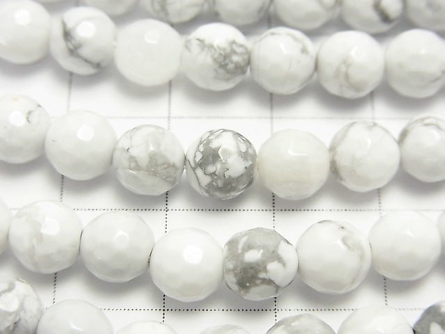 [Video] Howlite Magnesite  128Faceted Round 6mm 1strand beads (aprx.15inch/38cm)