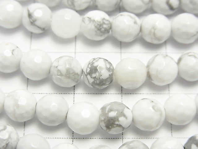 1strand $7.79! Howlite Magnesite  128Faceted Round 6mm 1strand beads (aprx.15inch/38cm)