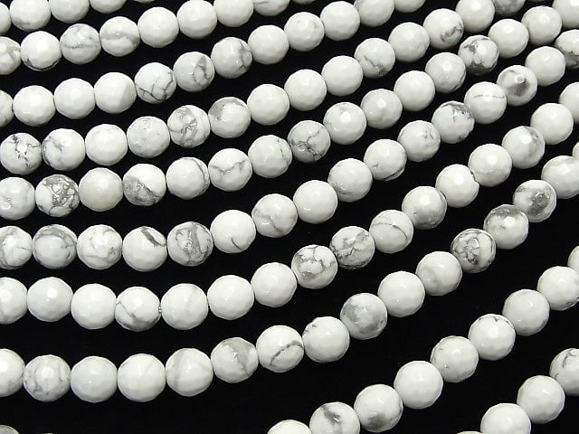 [Video] Howlite Magnesite  128Faceted Round 6mm 1strand beads (aprx.15inch/38cm)