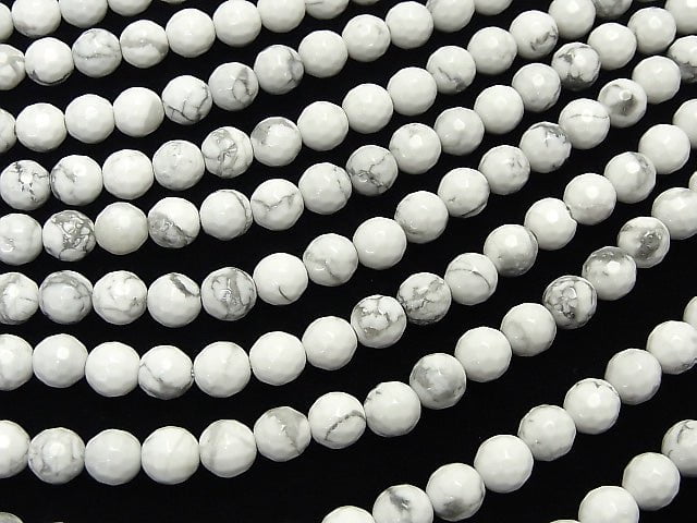 1strand $7.79! Howlite Magnesite  128Faceted Round 6mm 1strand beads (aprx.15inch/38cm)