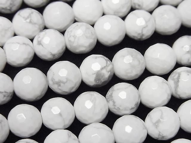 [Video] Howlite Magnesite 128 Faceted Round 8mm 1-strand beads (approx. 15 inches/38 cm)