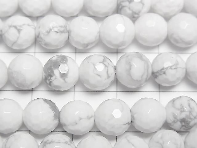 [Video] Howlite Magnesite 128 Faceted Round 8mm 1-strand beads (approx. 15 inches/38 cm)