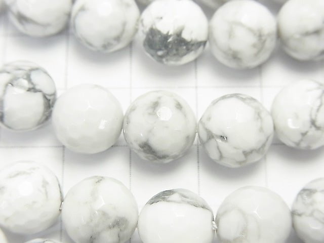[Video] Howlite Magnesite  128Faceted Round 10mm 1strand beads (aprx.15inch/38cm)