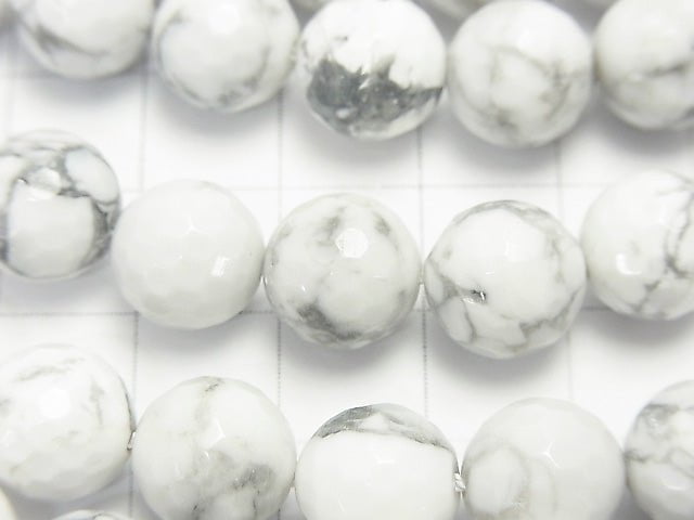 1strand $9.79! Howlite Magnesite  128Faceted Round 10mm 1strand beads (aprx.15inch/38cm)
