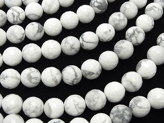 [Video] Howlite Magnesite  128Faceted Round 10mm 1strand beads (aprx.15inch/38cm)