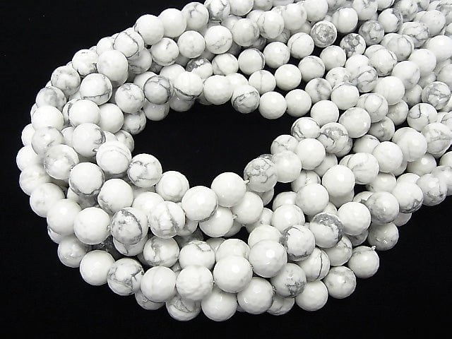 1strand $9.79! Howlite Magnesite  128Faceted Round 10mm 1strand beads (aprx.15inch/38cm)