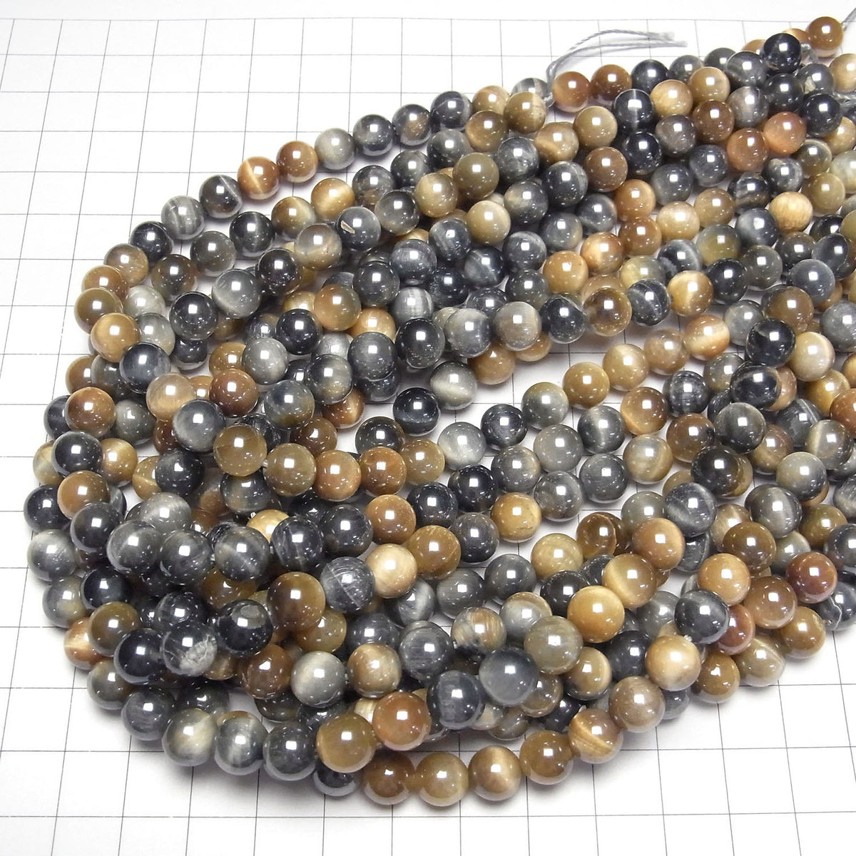 Argent bleu et Œil de tigre doré AA++ Rond 8mm perles revêtues 1fil (env. 15 pouces/37cm)