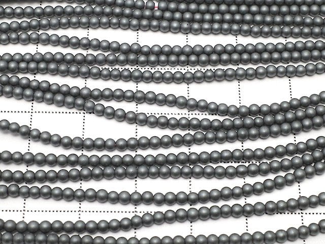 Frost Hematite Round 2mm 1strand beads (aprx.15inch / 38cm)