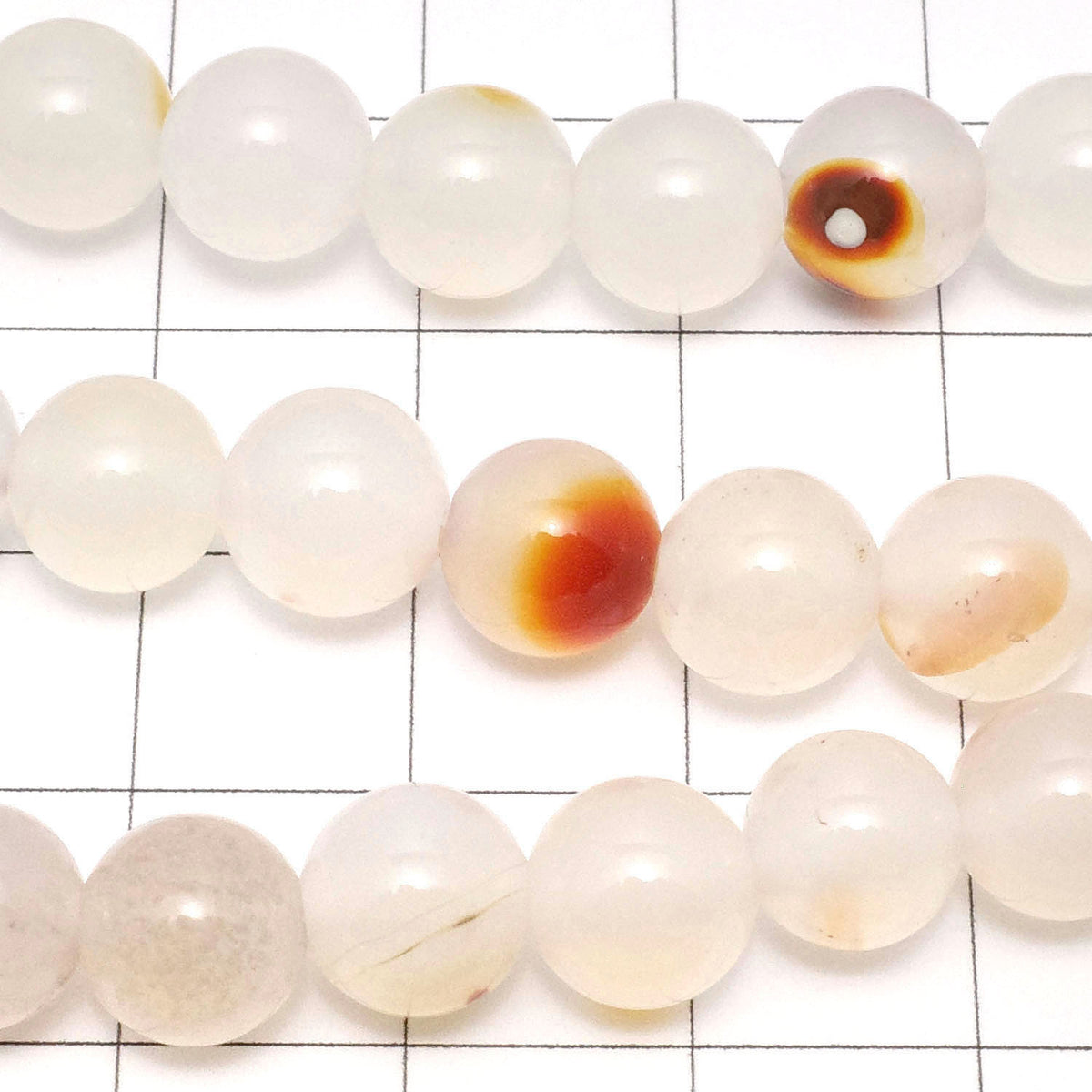 Uruguay Weißer & Oranger Chalcedon runde 8 mm 1strang Perlen (ca. 15 Zoll / 36 cm)