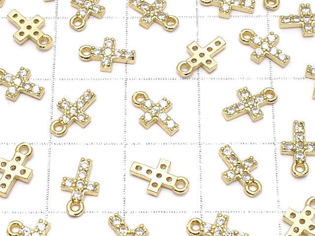 Metal Parts 8x5mm Cross Gold color (with CZ) 2pcs $1.99!