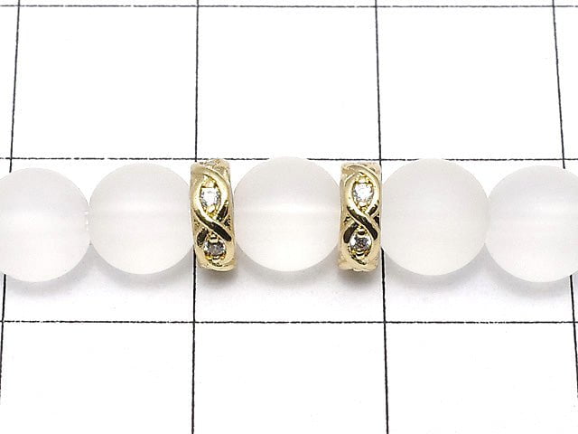 Metal parts Rondelle 6x6x2mm Gold (with CZ) 2pcs