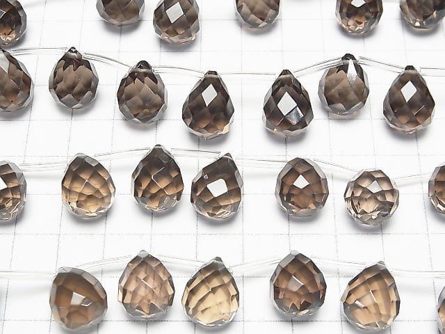 Smoky Quartz  Drop  Faceted Briolette 16x12x12mm 1/4 or 1strand beads (aprx.15inch/36cm)