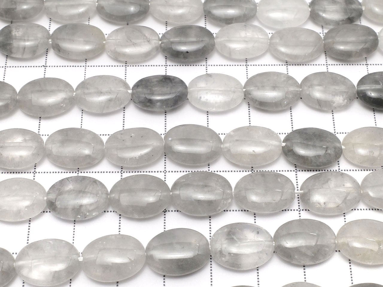 Quartz gris AA ovale 14x10x5mm 1 fil perles (env. 15 pouces/36 cm)