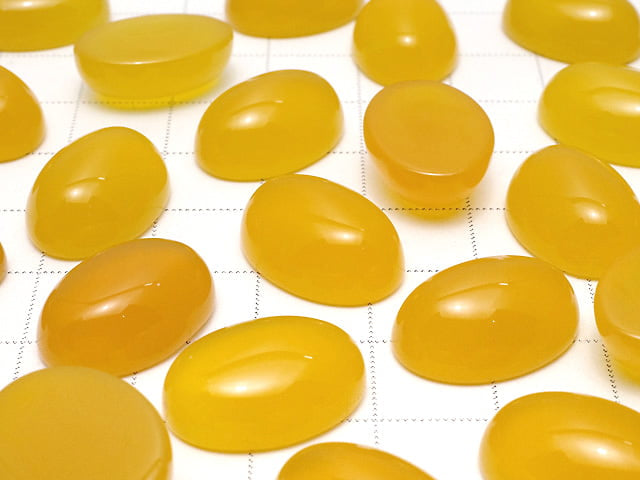 [Video] Yellow Chalcedony AAA Oval Cabochon 18x13mm 3pcs