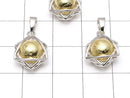 Meteorite (Altai meteorite) 8mm sphere set Star-shaped Pendant Gold color Silver 925