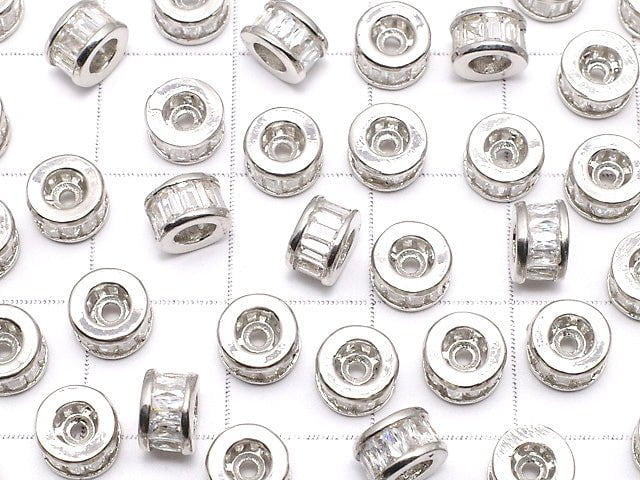 Metal Parts Roundel 6x6x3.5mm Silver with CZ 2pcs $2.99!