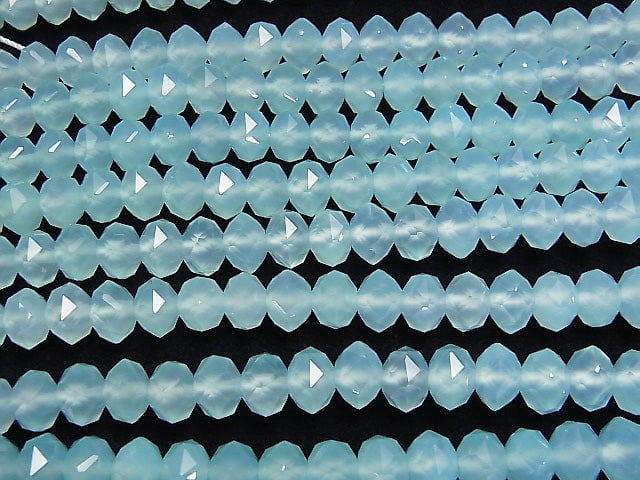 [Video] Sea Blue Chalcedony AAA Star Faceted Button Roundel 10 x 10 x 7 mm 1/4 or 1strand beads (aprx.15 inch / 38 cm)