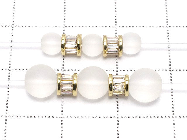 Metal Parts Rondelle 4.5x4.5x4mm Gold (with CZ) 2pcs