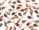 [Video]High Quality Pink Garnet AAA Bezel Setting Pear shape Faceted 6x4mm 18KGP 3pcs